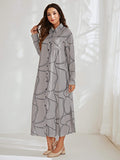 Shein- Graphic Print Button Front Shirt Dress Without Belt