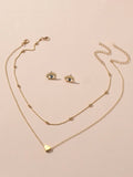 Shein- 2pcs Heart Decor Necklace & 1pair Earrings