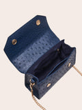 Shein- Ostrich Pattern Flap Satchel Bag