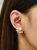 Shein- 1pair Faux Pearl & Rhinestone Decor Earring Jackets