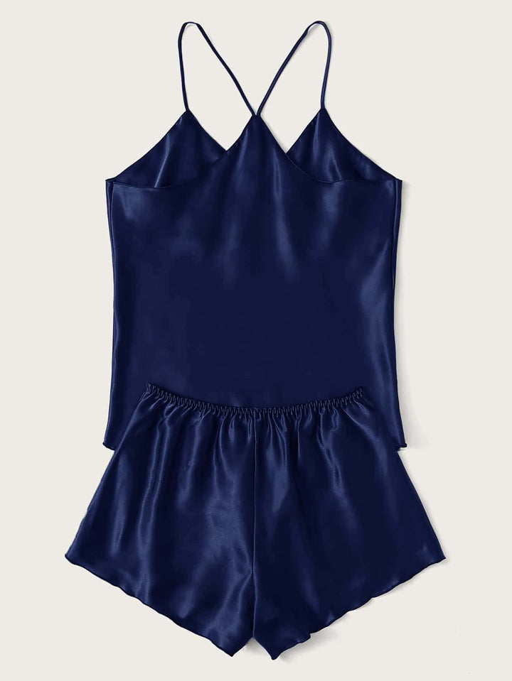 Shein- Satin Cami Top & Shorts Night Set