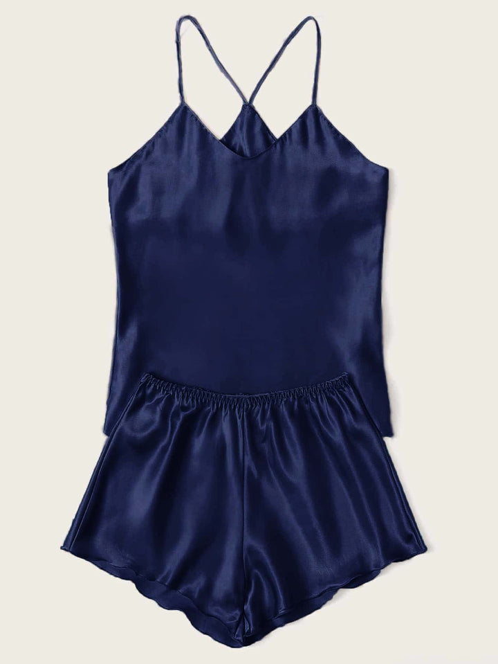 Shein- Satin Cami Top & Shorts Night Set