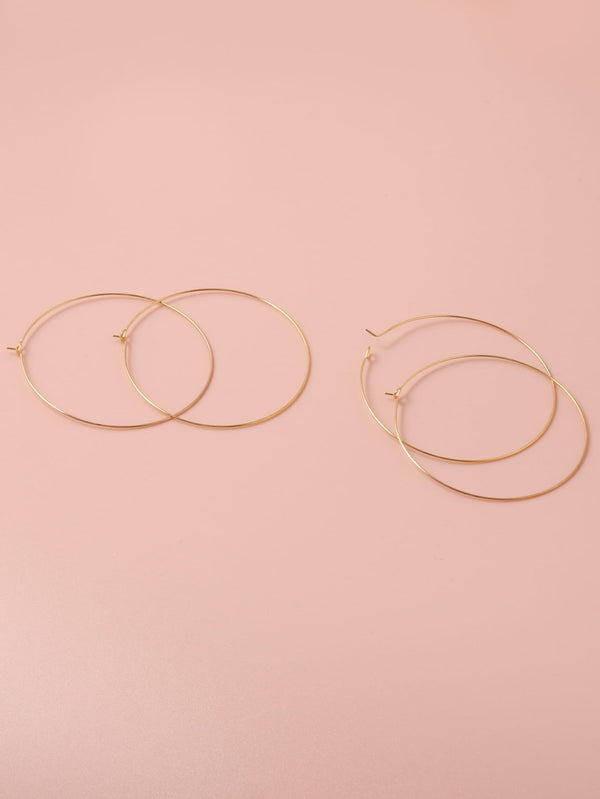 Shein- 2pairs Minimalist Hoop Earrings