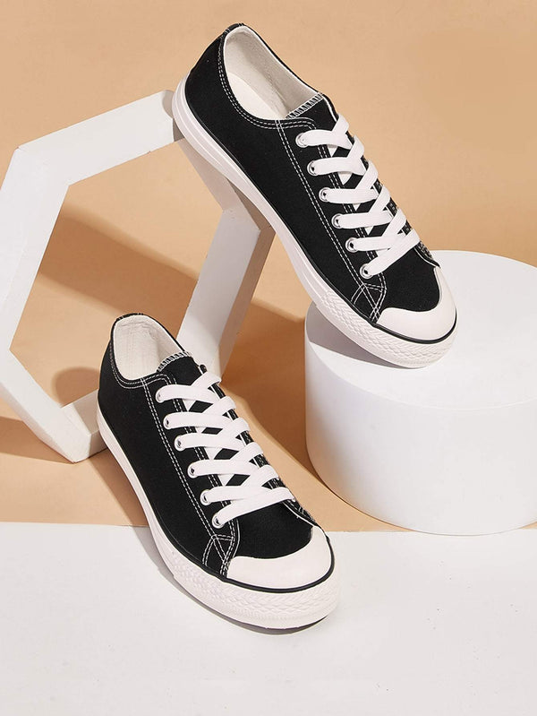 Shein- Lace-up Front Canvas Sneakers