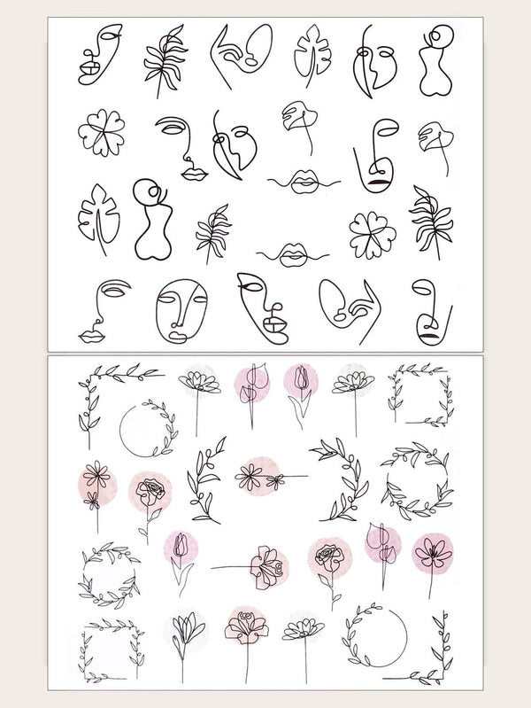 Shein- 2sheets Flower Pattern Nail Art Sticker