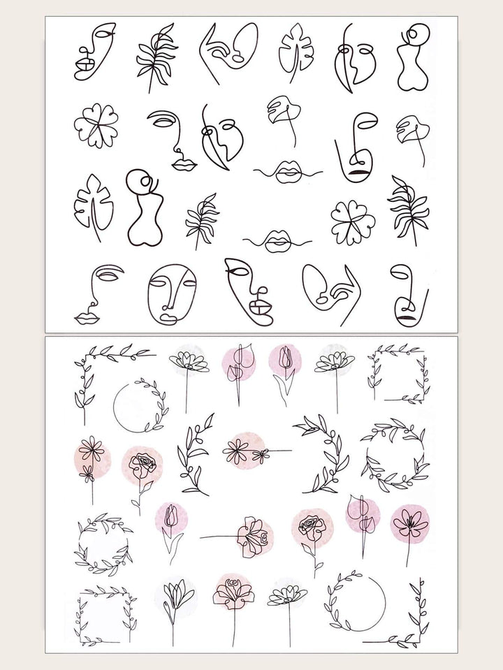 Shein- 2sheets Flower Pattern Nail Art Sticker