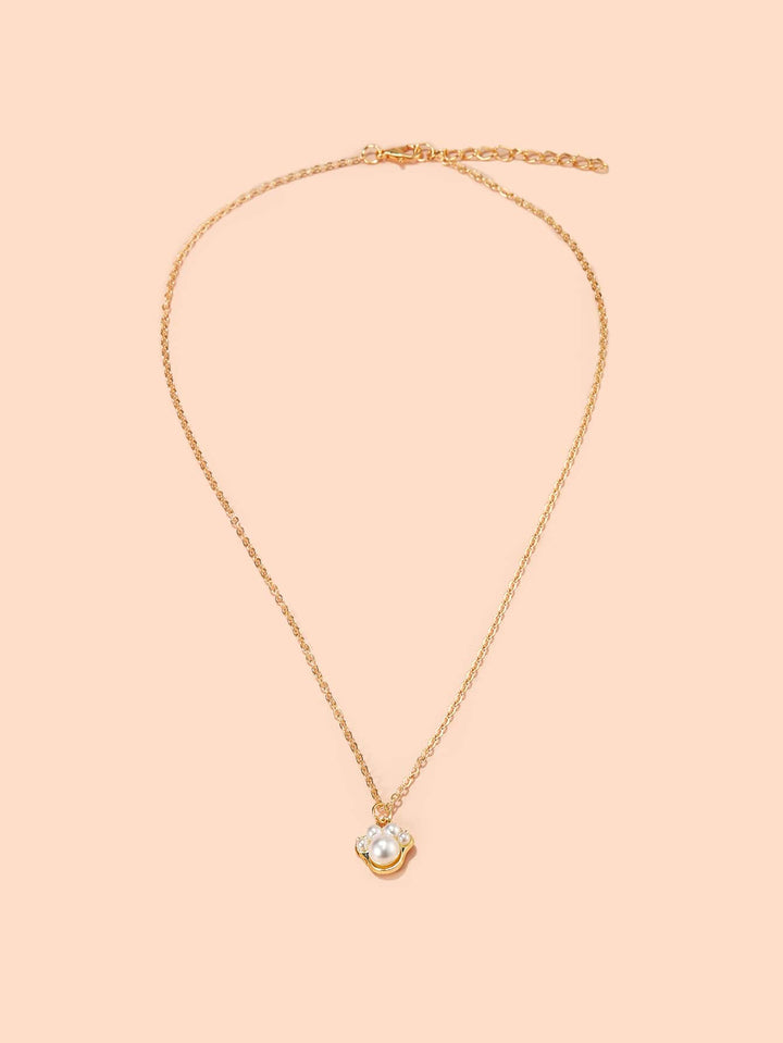 Shein- Faux Pearl Decor Paw Charm Necklace