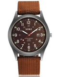 Shein- 1pc Men Nylon Strap Quartz Watch With 3pcs Bracelet