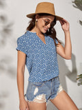 Shein- Ditsy Floral Notched Neck Blouse