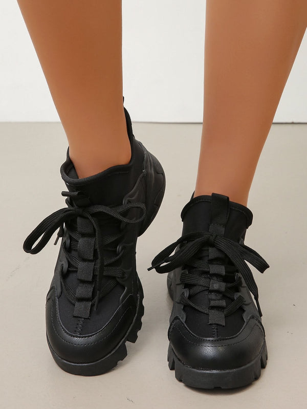 Shein- Minimalist Lace Up Decor Sneakers