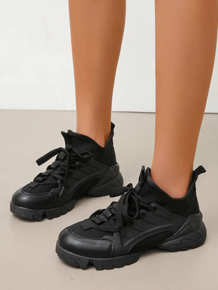 Shein- Minimalist Lace Up Decor Sneakers