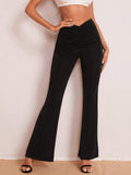 Shein- Ruched Detail Flare Leg Pants