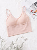 Shein- Plain Rib Longline Bralette