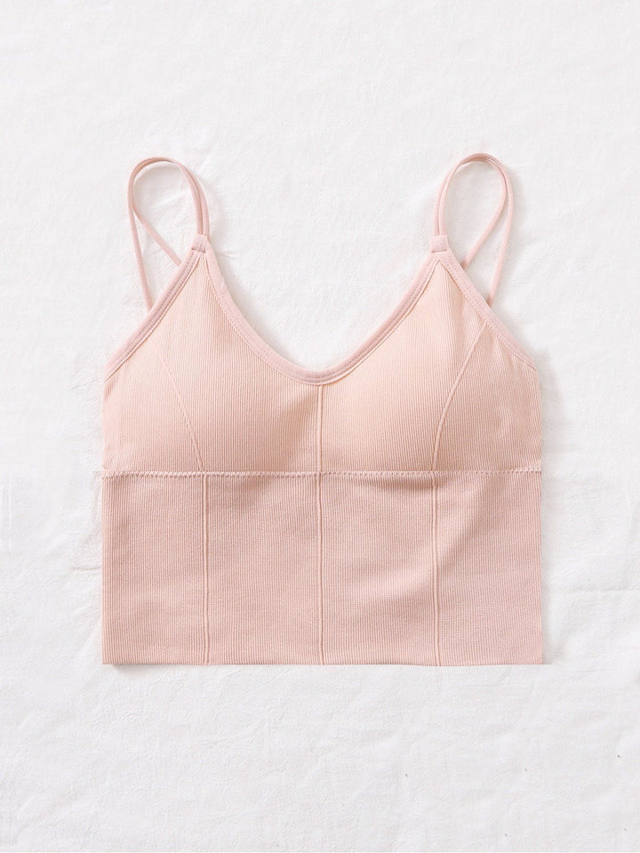 Shein- Plain Rib Longline Bralette