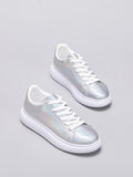 Shein- Metallic Holographic Lace-up Front Sneakers