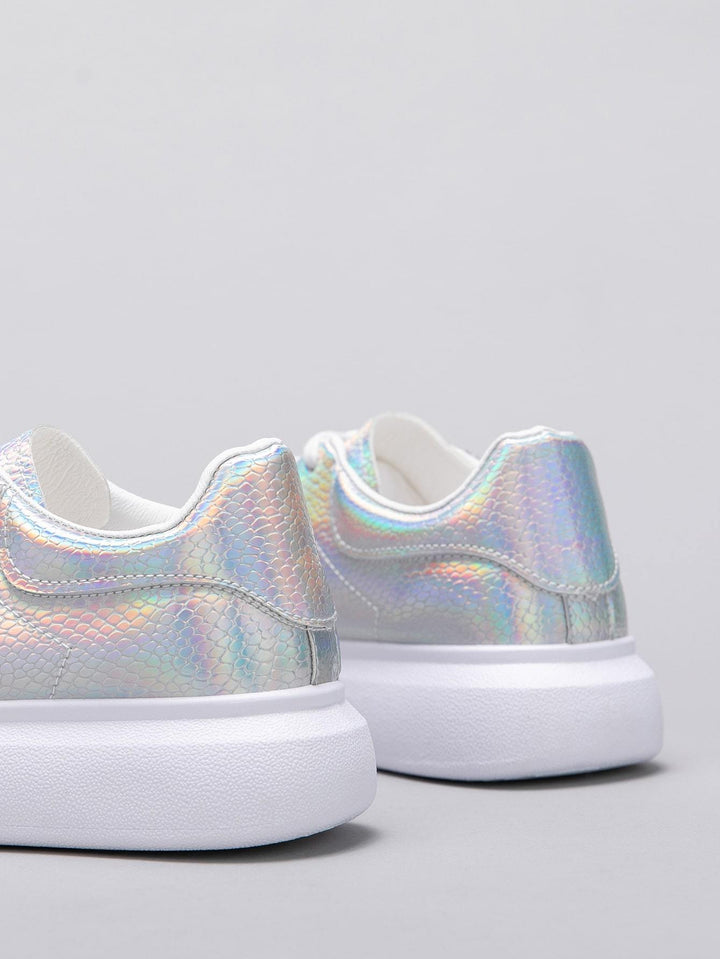 Shein- Metallic Holographic Lace-up Front Sneakers