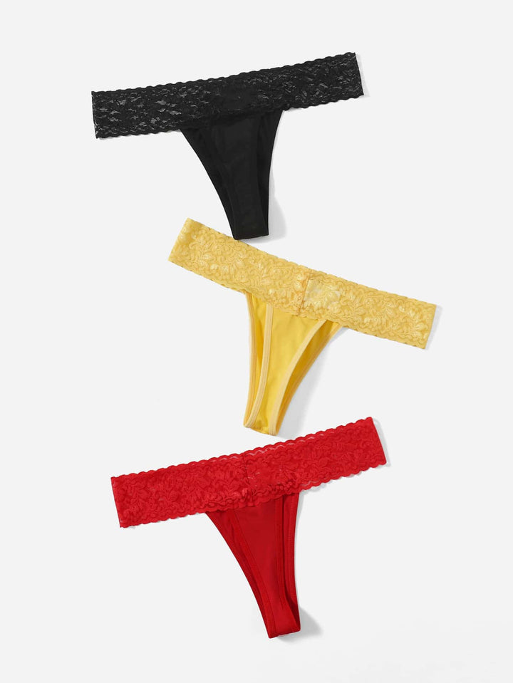 Shein- 3pack Contrast Lace Thong Set