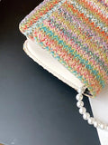 Shein- Faux Pearl Decor Straw Crossbody Bag