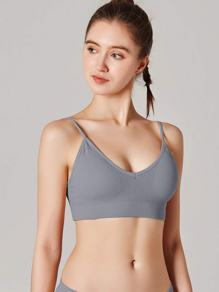 Shein- FINETOO Solid Spaghetti Strap Bra