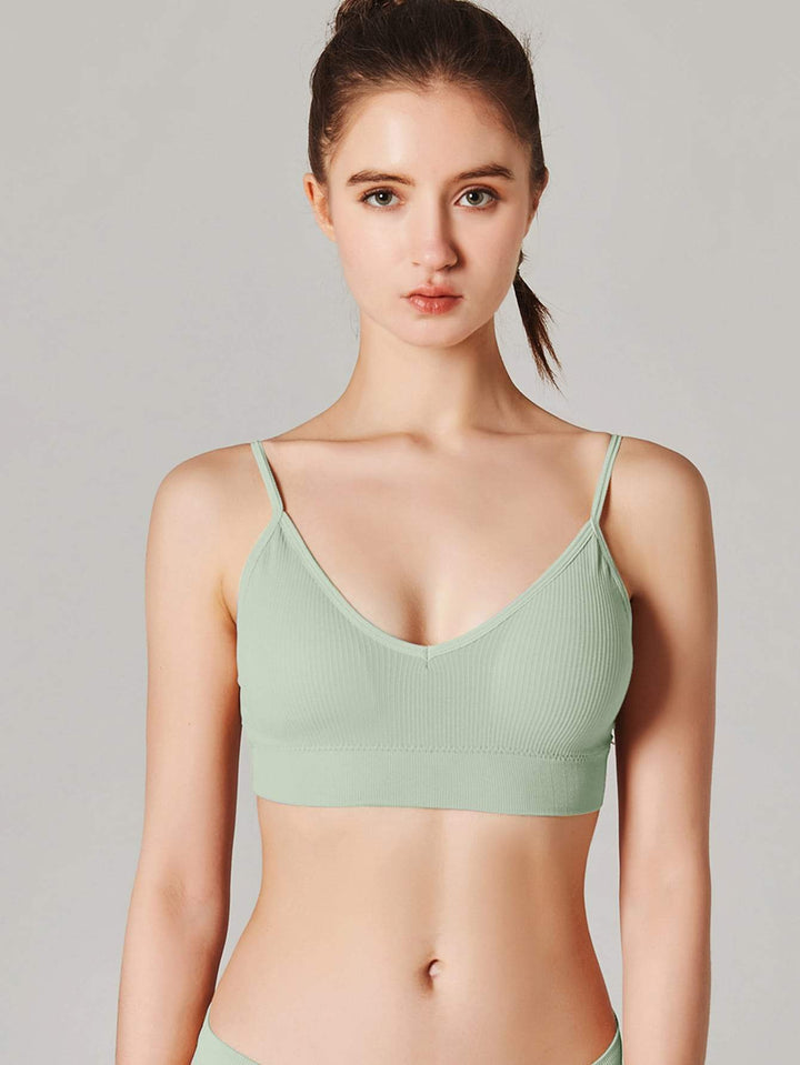 Shein- FINETOO Solid Spaghetti Strap Bra