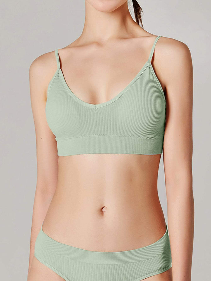 Shein- FINETOO Solid Spaghetti Strap Bra