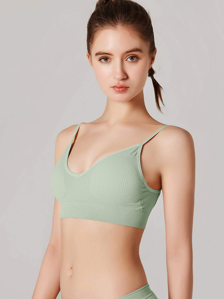 Shein- FINETOO Solid Spaghetti Strap Bra