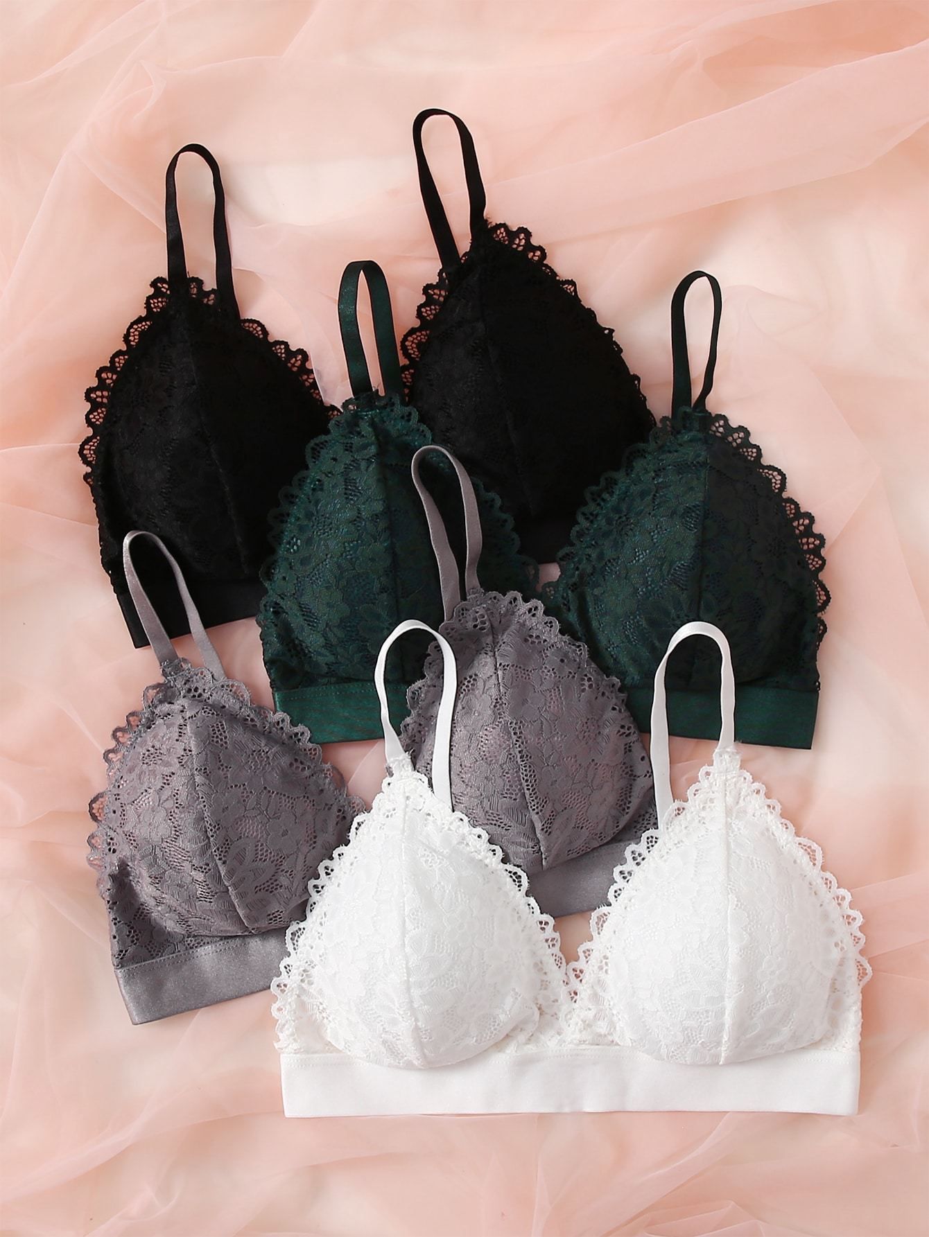 Shein - 4Pack Floral Lace Bra Set – Bagallery