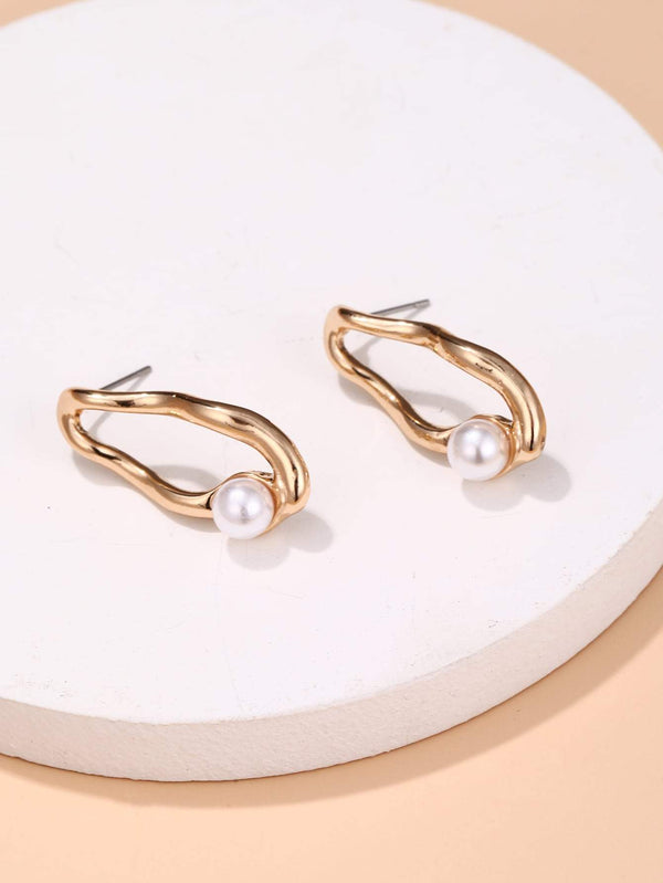 Shein- Faux Pearl Decor Stud Earrings