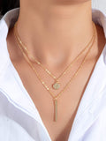 Shein- Rhinestone Round Charm Necklace