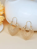 Hollow Out Women's Hoop Earrings 1 Pair Gold Peach-shaped Hollow U-shaped Ear Hook Earrings
