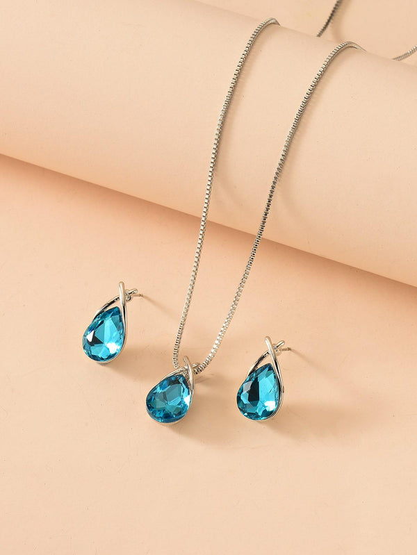 Shein- 3pcs Water-drop Decor Jewelry Set