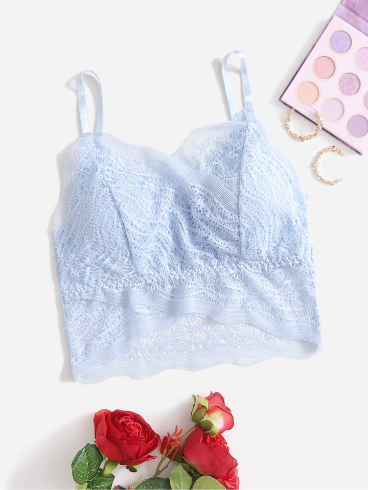 Shein- Floral Lace Longline Bralette