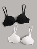 Shein - Solid color underwired bra set - 2 pcs