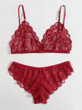 Shein- Floral Lace Scalloped Lingerie Set