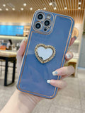 Shein- Solid Phone Case With Heart Shaped Ring Holder