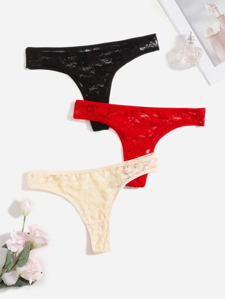 Shein- 3pack Floral Lace Panty Set