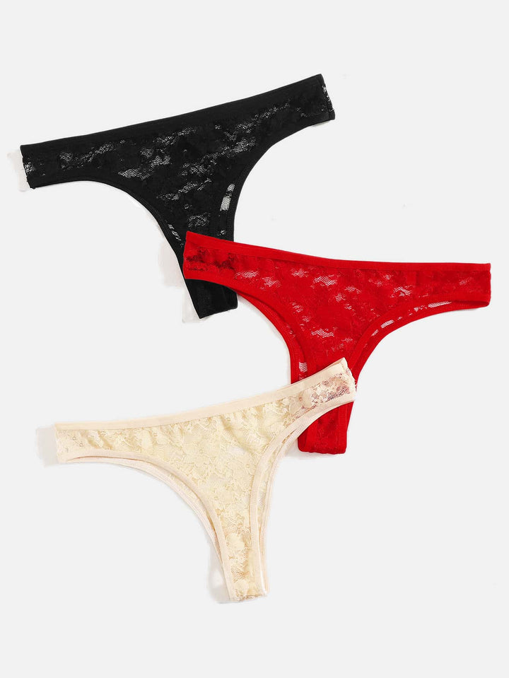 Shein- 3pack Floral Lace Panty Set