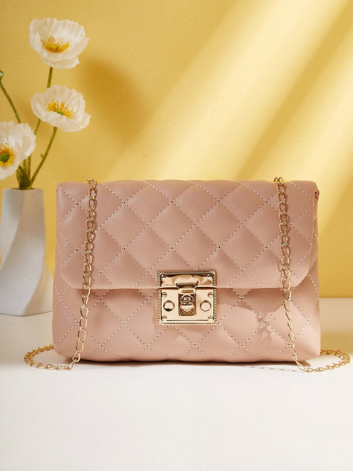 Shein- Quilted Twist Lock Flap Chain Bag