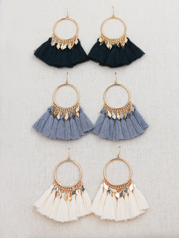 Shein - 3pairs Tassel Decor Earrings