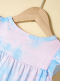 Shein- Baby Girl Tie Dye Ruffle Armhole Babydoll Dress