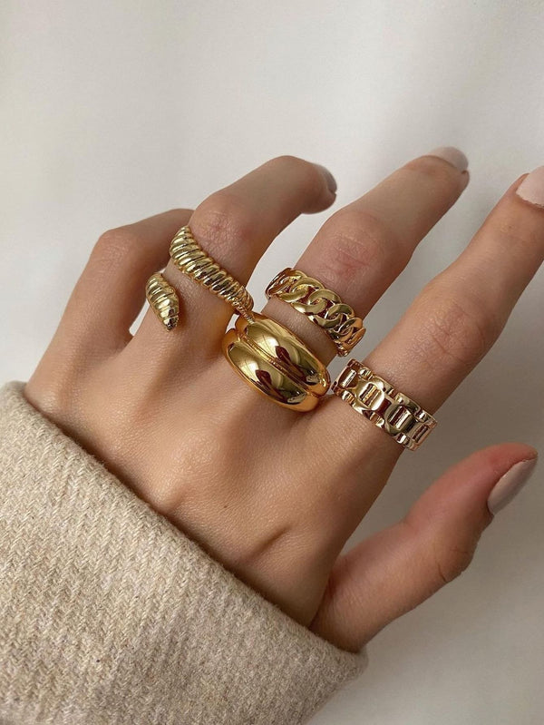 Shein- 4pcs Chain Design Ring