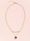 Shein- Round Charm Layered Necklace
