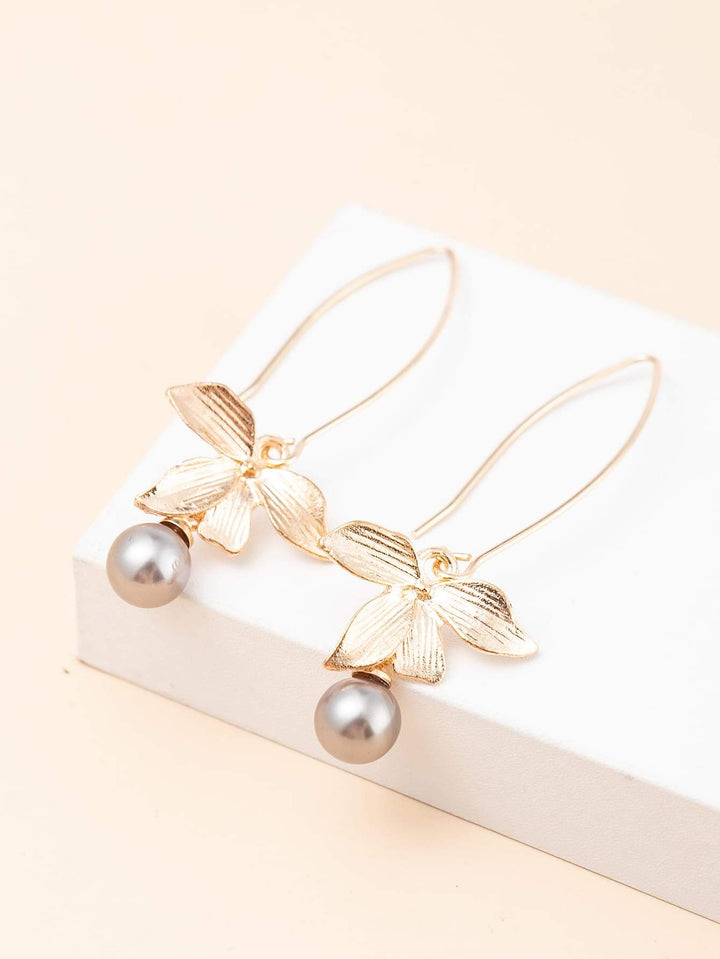 Shein- Bead Detail Leaf Drop Earrings