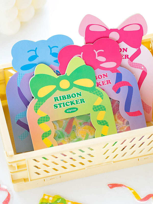 Shein- 40pcs Ribbon Pattern Random Sticker