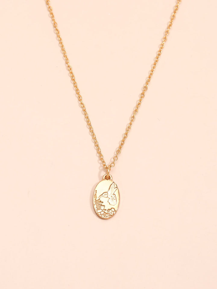 Shein- Oval Pendant Necklace