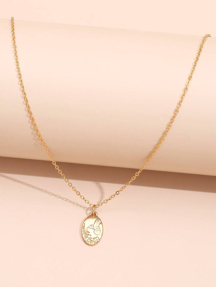 Shein- Oval Pendant Necklace