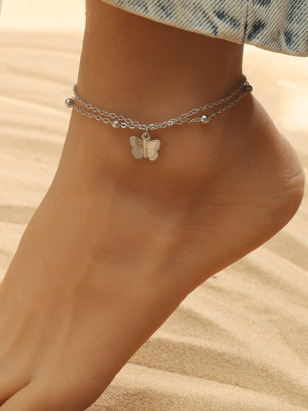 Shein- Butterfly Charm Layered Anklet