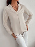 Solid Button Front Blouse