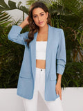 Shein - Flap Detailed Shawl-Neck Combined Sleeves Blazer