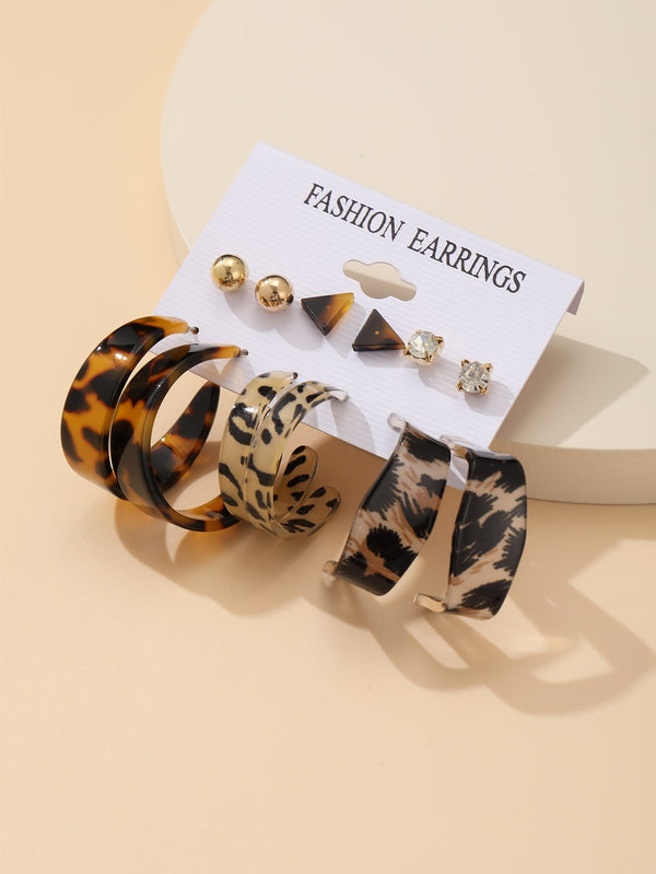 Shein - 6pairs Leopard Pattern Earrings